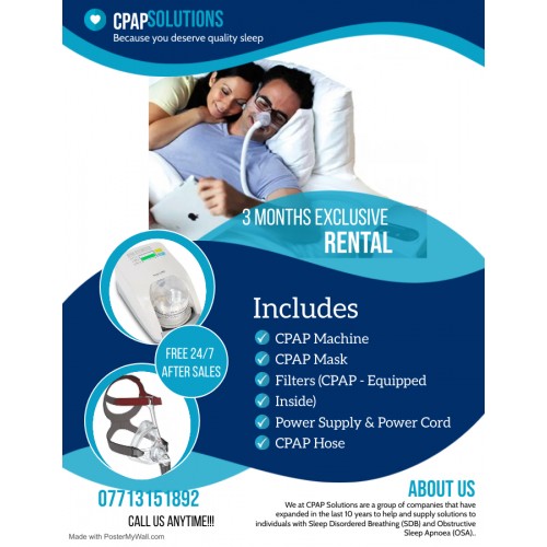 Fixed Pressure / Auto CPAP Machine + CPAP Mask 3 Months Rental Package
